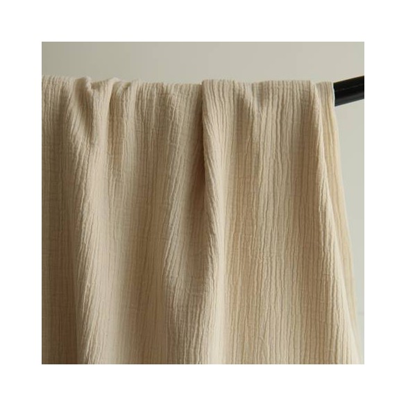 tissu double gaze lin et coton - naturel