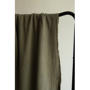 tissu double gaze kaki effet froissé
