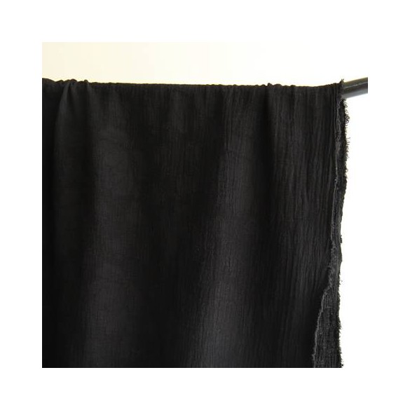 coton et lin jacquard fleurs - noir