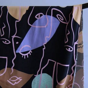 tissu abstrait moderne - un chat sur un fil