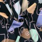 joli tissu satin imprimé - un chat sur un fil