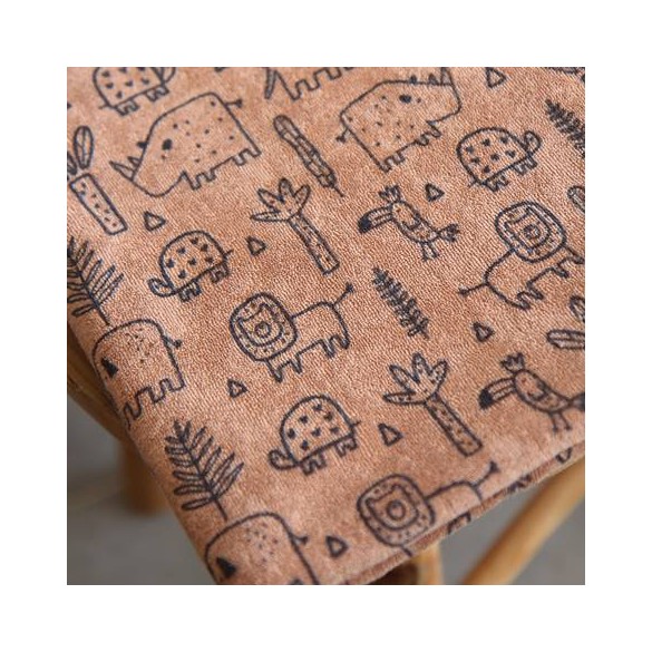 tissu éponge jersey beige rosé - un chat sur un fil