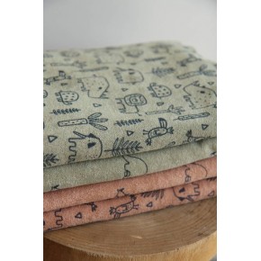 tissu jersey éponge - un chat sur un fil