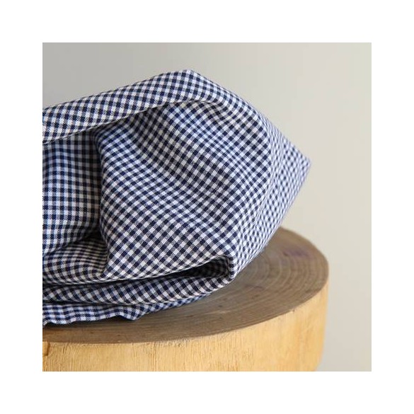 coton vichy marine et blanc