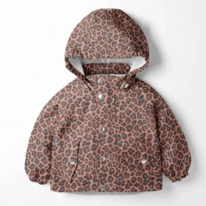 parka AVEC le tissu imperméable léopard rose