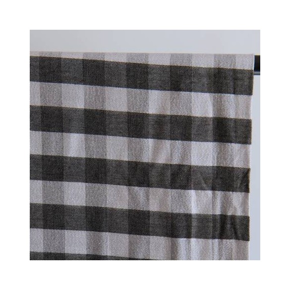 viscose à carreaux lurex - noir et gris argenté