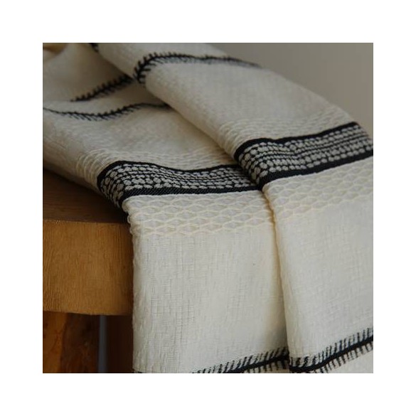 Tissu Jacquard fin rayures - un chat sur un fil