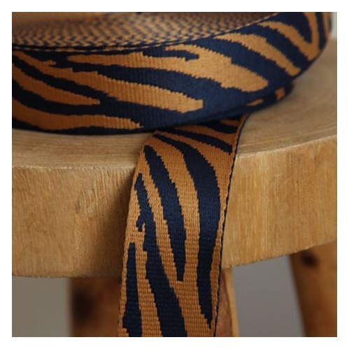 sangle zèbre 38 mm - camel et marine