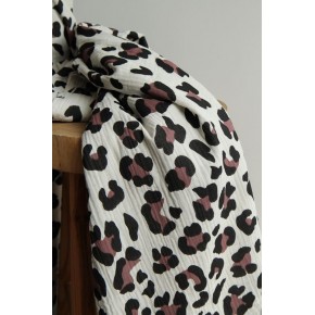 tissu double gaze imprimée - léopard