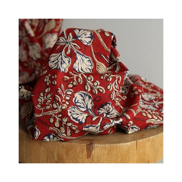 voile de coton fleuri - un chat sur un fil