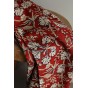 tissu rouge et marine fleuri - voile de coton