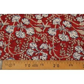 voile de coton imprimé - marine et rouge