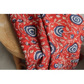 voile de coton imprimé - marine et rouge