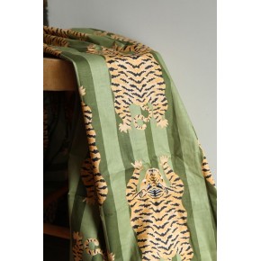 coton imprimé tigres rayures vert /kaki