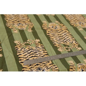 tissu coton indien tigre - kaki et vert