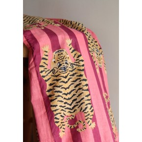 coton imprimé tigres rayures rose et violet