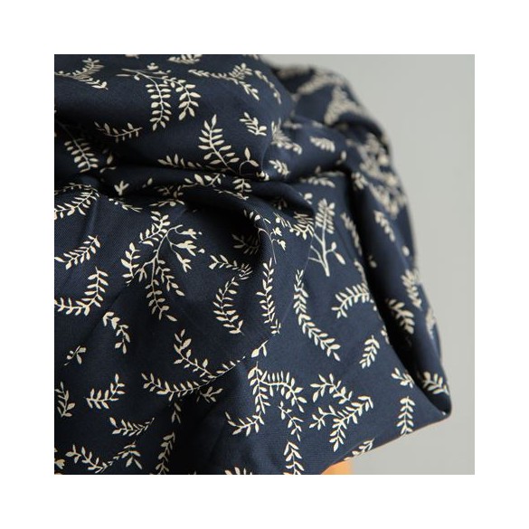 twill de viscose - marine et écru
