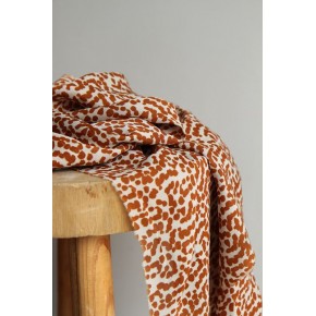 voile de viscose - pois caramel et écru