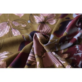 tissu crépon de viscose kaki - un chat sur un fil