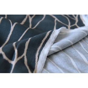 sergé de viscose bleu - un chat sur un fil