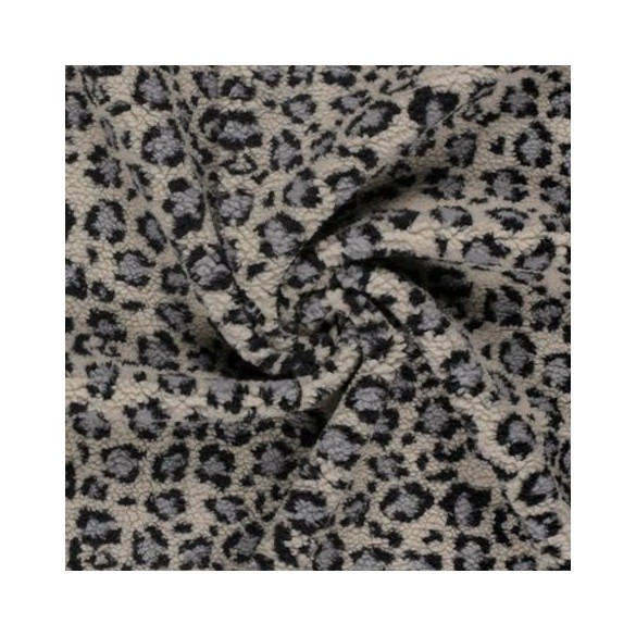 tissu sherpa maille bouclette - léopard