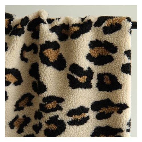 tissu sherpa maille bouclette - léopard