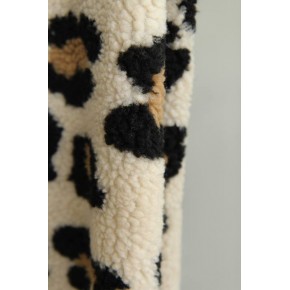 tissu sherpa léopard xl camel- un chat sur un fil