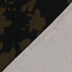 satin de viscose fleurs - noir et kaki