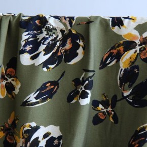 viscose fleurs Surie - kaki