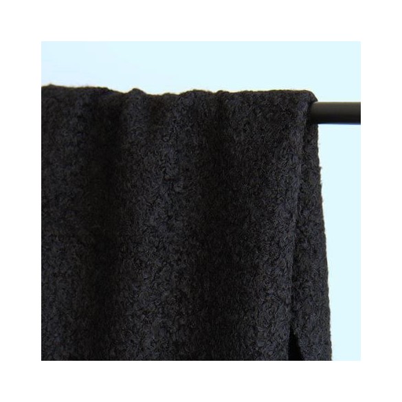 tissu bouclette lourd noir - un chat sur un fil