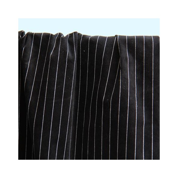 tissu velours ras rayé - un chat sur un fil