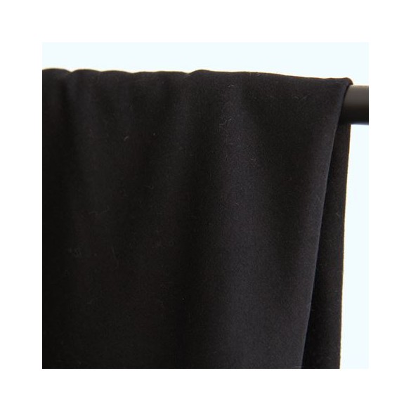 tissu laine melton noir - un chat sur un fil