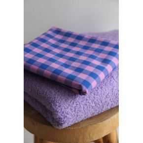 tissu à carreaux lavande et bleu - un chat sur un fil
