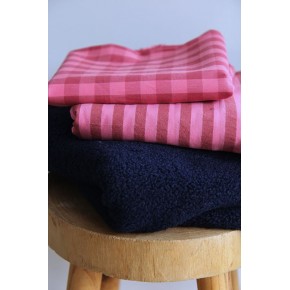 tissu coton rayé rose et rose foncé