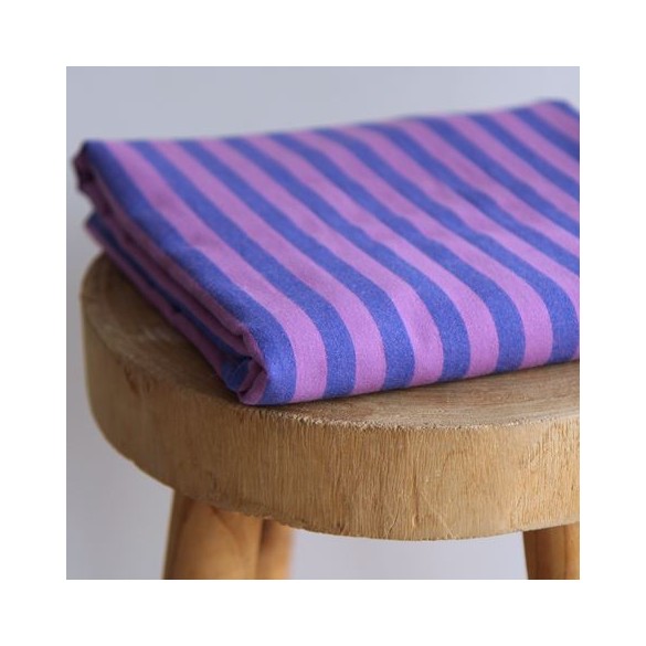 coton rayé violet et lavande - un chat sur un fil