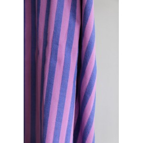 tissu coton rayé - un chat sur un fil