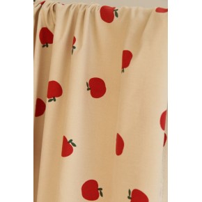 Tissu velours milleraies - beige et rouge