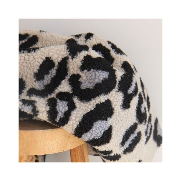 tissu sherpa maille bouclette - léopard