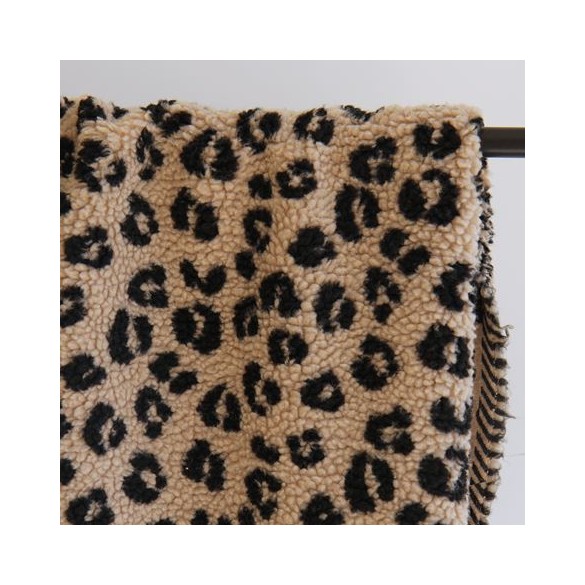tissu sherpa maille bouclette - léopard