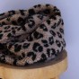 tissu sherpa maille bouclette - léopard taupe et noir
