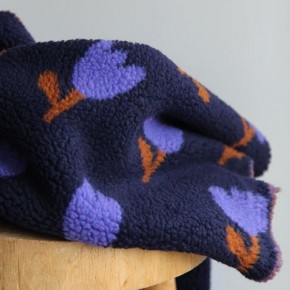 Teddy sherpa flowers - navy