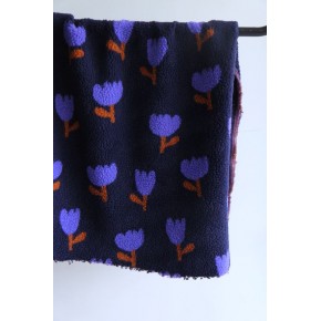 tissu teddy fleurs marine et violet - un chat sur un fil