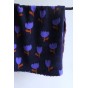 tissu teddy fleurs marine et violet - un chat sur un fil