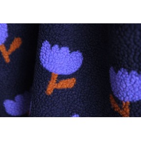 teddy sherpa marine fleurs violette - un chat sur un fil