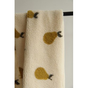 tissu teddy pears écru - un chat sur un fil