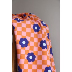 sweat molleton damiers et fleurs - un chat sur un fil