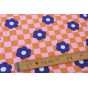 tissu sweat molleton damiers et fleurs - un chat sur un fil
