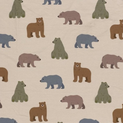 tissu french terry - OURS BEIGE