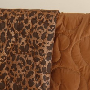 tissu matelassé cœurs - léopard marron