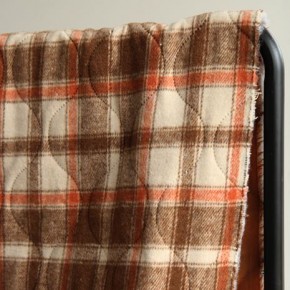 tissu matelassé carreaux - orange et marron